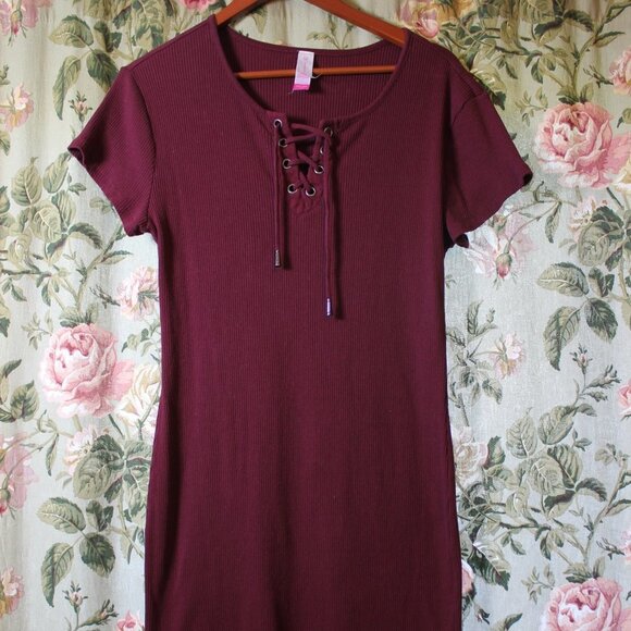 No Boundaries Dresses & Skirts - No boundaries - ribbed lace-up sweater dress